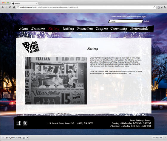 Uncle Vitos Pizza Homepage